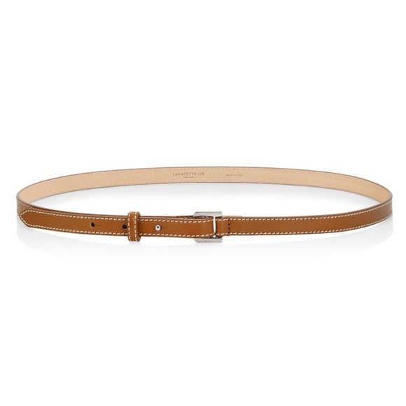 Lafayette 148 Copper Brown Leather Skinny Belt main image 4